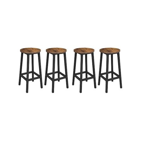 Rootz baarijakkarat - 4 baarituolin sarja - Lastulevyiset baarijakkarat - Keittiöjakkarat - Lastulevy/teräs - Vintage ruskea/musta - 32 x 65 cm