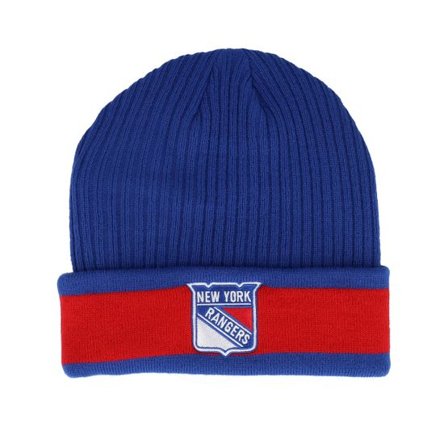 Fanatics - NHL Blå cuff Beanie - New York Rangers Beanie Deep Royal/Red Cuff @ Hatstore