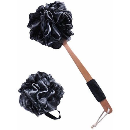 Stykke badebørste, bade-brusebadssvamp-kropsbørste, brusebad-rygbørste, børste med langt håndtag