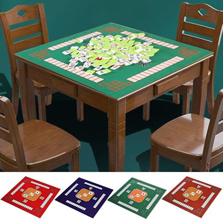 Naievear Mahjong Matte Tjukk Lyddempende 3D-Effekt Sterk Vann Absorpsjon Utsøkt Broderi Sklisikker Kvadratisk Mahjong Klut Pokerbord Pute Hjemmebruk