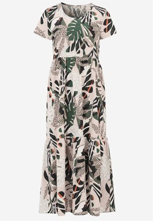 Cellbes of Sweden - Trikåklänning med volang - beige / mönstrad - för damer - 50/52