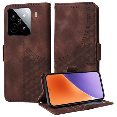 Xiaomi 15 - Prägad Rhombus Stjärnig Läderfodral