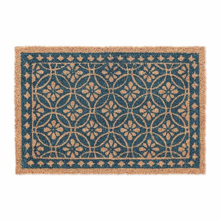 Dørmåtte kokosfiber med blomsterdesign