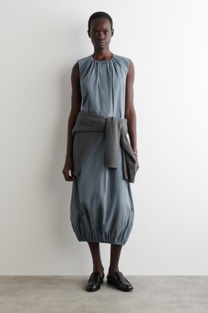 COS Frauen Midikleid Mit Bubble Saum in Grau