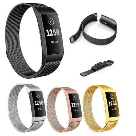 SKALO Milanese Loop til Fitbit Charge 3/4 - Vælg farve