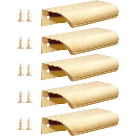 5 kpl Kultaisia Keittiön Kaapinvetimiä, 80mm Vaatekaapin Ovien Vetimet Moderni Alumiini Kylpyhuoneen Kaapin Vetimet, Harjattu Messinki