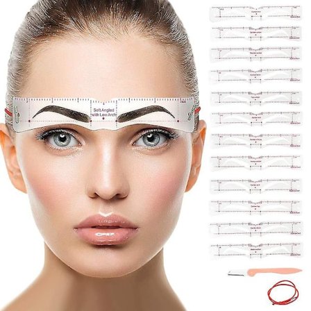 Kulmakarvasapluunat, 12 tyyliä, uudelleenkäytettävä kulmakarvojen muotoilusarja, jossa pääpanta ja kulmakarvaveitsi naisille