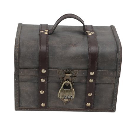 Vintage-puinen säilytyslaatikko, retrotyyli, vanha harmaa puinen säilytyslaatikko salasanalukolla työpöydän koristeluun