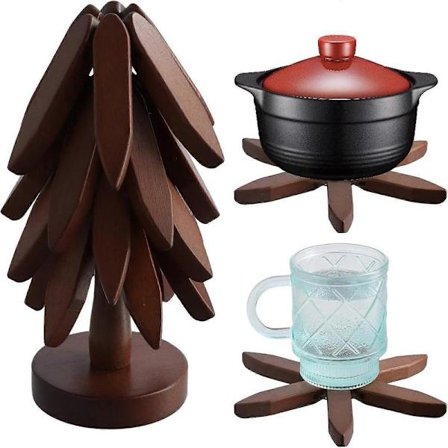 Valnøtt Tre Underlag, Tre Gryteunderlag for Varme Retter, Sammenleggbart Gryteunderlag Bordbrikke, Ant