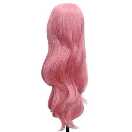 Bølgete krøllete parykk for kvinner sceneopptreden naturlig utseende rosa hårstykke 1 sett (LGL)