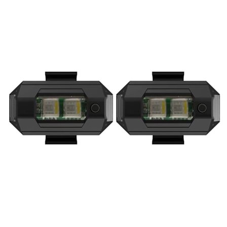 2 stk. USB-ladende LED motorsykkel strobe blinklys universelle lette godt synlige motorsykkel