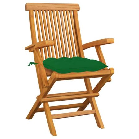 Vidaxl Trädgårdsstolar Med Gröna Dynor 3 St Massiv Teak Grön
