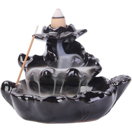 Tilbakestrøms røkelsesbrenner, mye brukt tilbakestrøms røkelsesbrenner, steinrøys hjemmedekor røkelsesbrenner, røkelsesbrenner