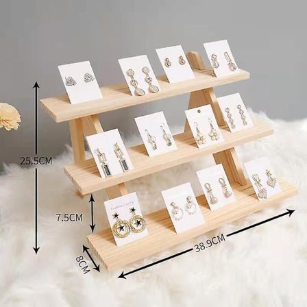 Boho Naturlig Trä Smyckesorganisatör Örhängen Ring Diy Smyckesdisplay Stativ Förvaringshållare Låda Träbas Butiksdekor Gåvor