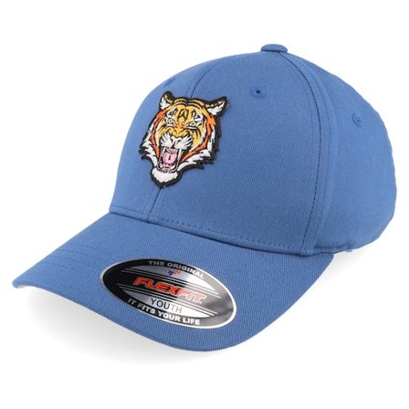 Kiddo Cap - Blå flexfit Keps - Kids Vicious Tiger Slate Blue Flexfit @ Hatstore