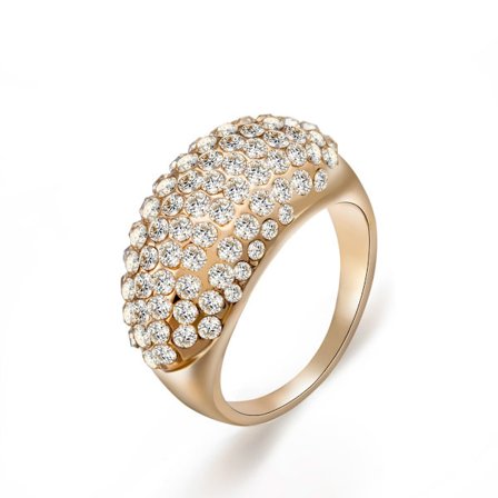 Ring med många glittriga Kristaller i Guld Färg - Stl 18