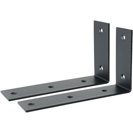 Udvidende hyldebeslag Glas/Træ væghængt justerbar hylde vinkelbeslag med skruer, rustfrit stål mat sort finish, 2 stk, EJW2200B-2P