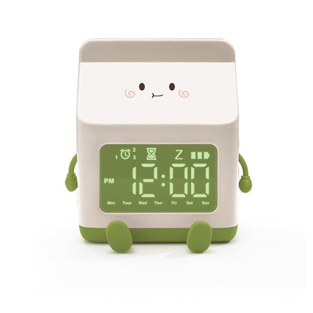 Sjov Mælke Karton Vækkeur Studenter Nedtælling Tegneserie Vækkeur Børn Digitalt Sødt Vågn Op Vækkeur Grøn