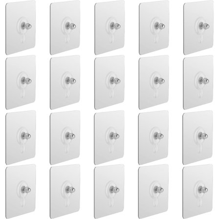 20 stk. selvklæbende hængende søm, vægmonteret skruekrog, stansfri sømløs skrue, vandtæt vægkrog til badeværelse, køkken, sømfri