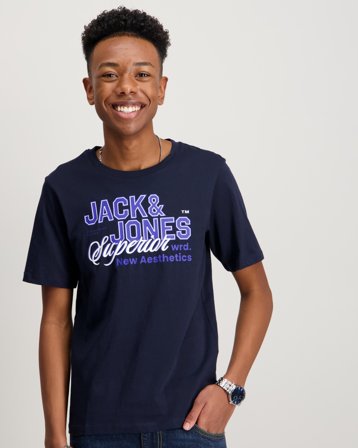 Jack & Jones JJELOGO TEE SS O-NECK 2 COL SS26 SN JNR Blå T-skjorter Gutt - Kids Brand Store