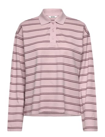 Monki Long-Sleeved Cotton Polo Top - Pink - XXS