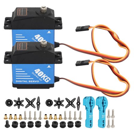 2 st 40 kg RC Servo Växelstyrning Servo Hög Vridmoment Vattentät Metallväxel Servo med 25T Servovapen för 1/10 1/8 RC Bilar Blå