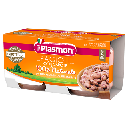 Plasmon Omogeneizzato Fagioli Con Carote 2x80g