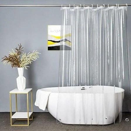 Ekstra langt transparent bruseforhæng 180x200cm, Transparent