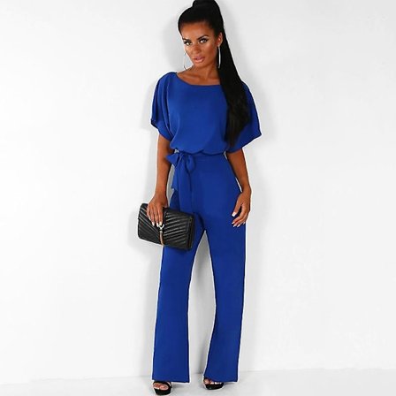 Dame Jumpsuit Casual Vide Ben Dame Aftenfest Lang Playsuit Blå