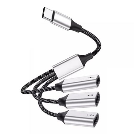 USB C Hub 3 i 1 Typ C USB2.0 Adapter Splitter med 60W Strömförsörjning OTG Port Snabb Dataöverföring & Laddning