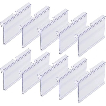 Transparenta etiketthållare i plast för trådhylla, prislapp, korgfacksetiketter, etiketter för förvaringslådor, skyltställ för varor