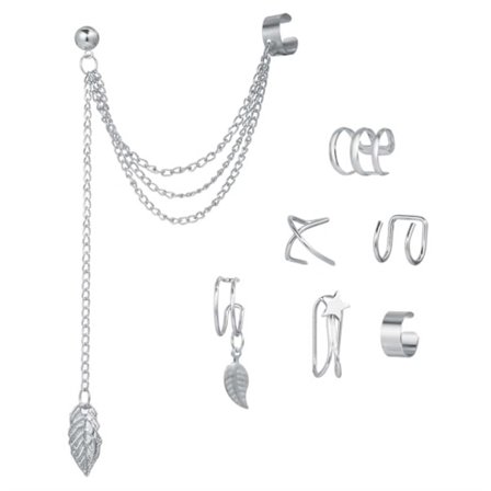 Øremansjett Ørepiercingsett uten hull sølv