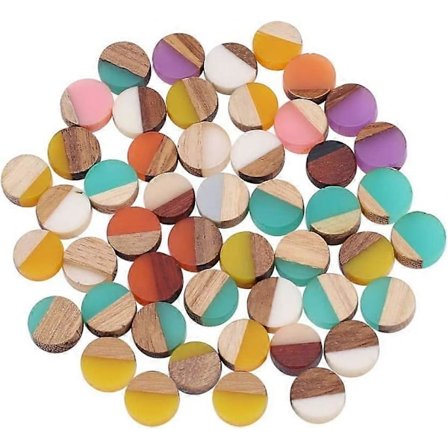 50 stk. Resin Treemner Flate Runde Geometriske Romber Tre Cabochons Vintage Resin Tre Uttalelser for Halskjeder Øredobber Smykker Funn (Blandede 