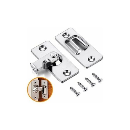 90 graders vinklet dørlås sikkerhedslås skydedør haspe rustfrit stål med skruer til hjemmet værelse have badeværelse - sølv