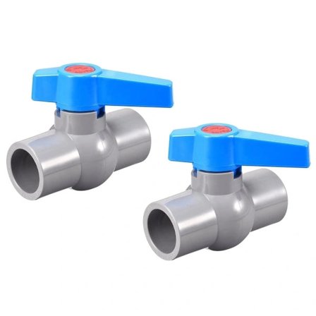 Kulventil, 25 mm ID PVC-avstängningsventil för akvarium, sumppump, pool, trädgårdssprinkler gråblå 2 st