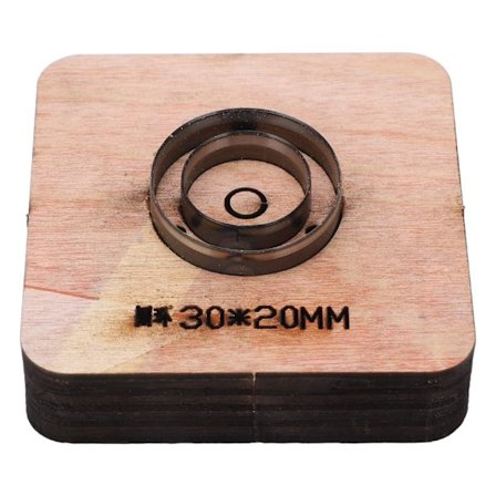 Cirkulær ring skærestans med træbase plan gravering skæremølle til DIY læderhåndværk