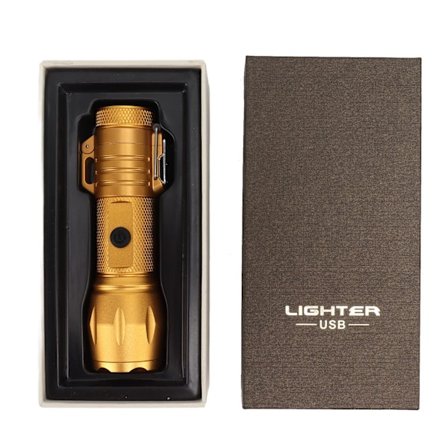 Elektrisk lighter vanntett vindtett aluminiumlegering bærbar lighter med lommelykt 3.7v gull