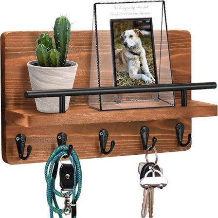 Nyckelhängare för vägg med hylla, dekorativ nyckel- och posthållare - Perfet