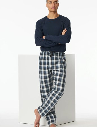 Schiesser Long Pants - Blue - XXL