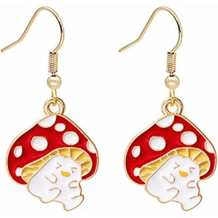 Sjove Guldøreringe Søde Elegante Friske Svampe Madøreringe Smykker Gave til Piger Kvinder