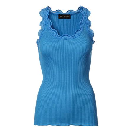 Rosemunde Silk Top W/Lace Tops Blå, Dame