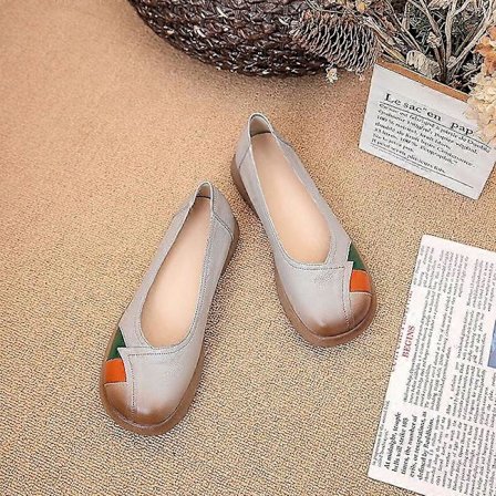 Aitoa nahkaa olevat naisten ballerinat pehmeät slip on -loaferit naisten vapaa-ajan kengät vintage-naisten kengät