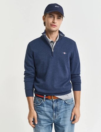 GANT Classic Cotton Half Zip - Navy - XXL