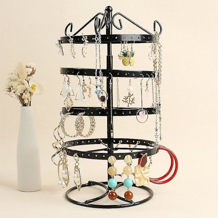 Øreringeholder Organizer 360 Roterende Øreringe Opbevaring Metal Smykkeholder Smykke Organizer 4 Lag Øreringe Display Stande