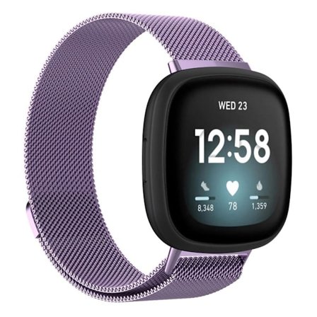 Fitbit Sense 2 / Versa 4 milanese ruostumattomasta teräksestä valmistettu ranneke - Vaalean Violetti Koko: L