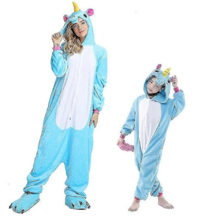 Pegasus Kläder Enhörning Pyjamasdräkt Kigurumi Jumpsuit Blå-FM-