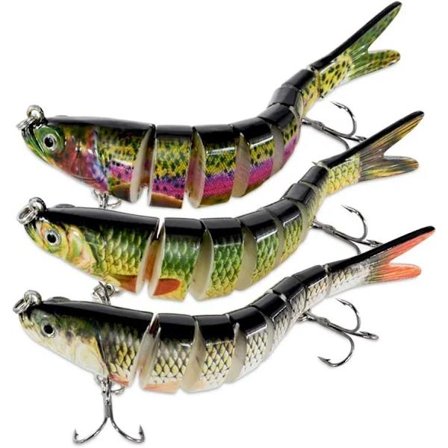 3 stk. Fiskelokker til Bass Ørred Topwater Multi Jointed Swimbaits Langsomt Synkende Bioniske Svømmebevægelser Bass Ferskvand Salt, A