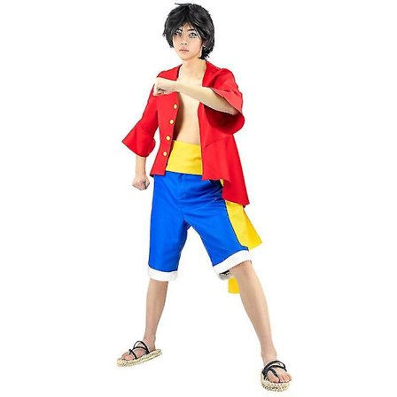Adult Anime Monkey D Luffy Red Outfit Cosplay Costume Japanese Anime Cosplay Set Halloween Party Performance Clothing FPDM