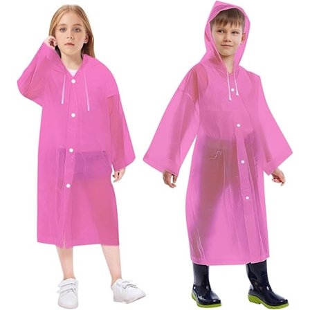 1 stk. Regnfrakke til børn, piger og drenge, Bærbar regnponcho til børn, Vandtæt
