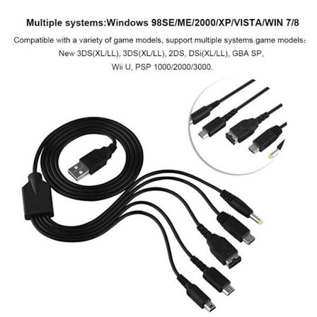 HURRISE multifunktions USB-laddningskabel för Ll XL 3DS